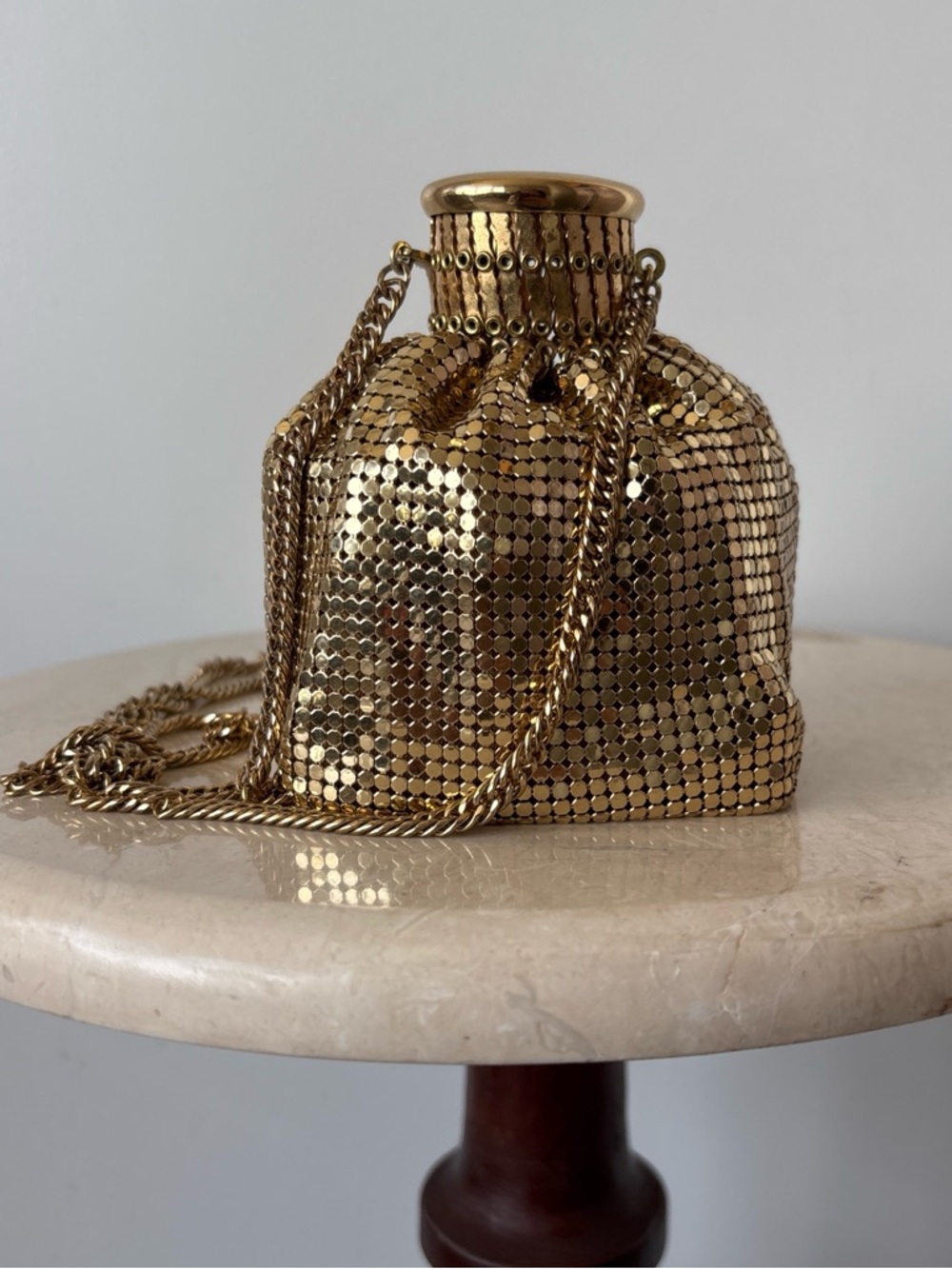 Vintage ‘Whiting & Davis’ Old Hollywood Liquid Gold Chainmail Mini Purse